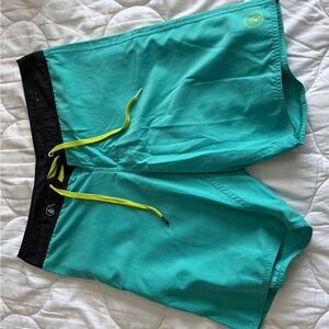 Volcom Blue and Black Board Shorts Quick-Dry Performance